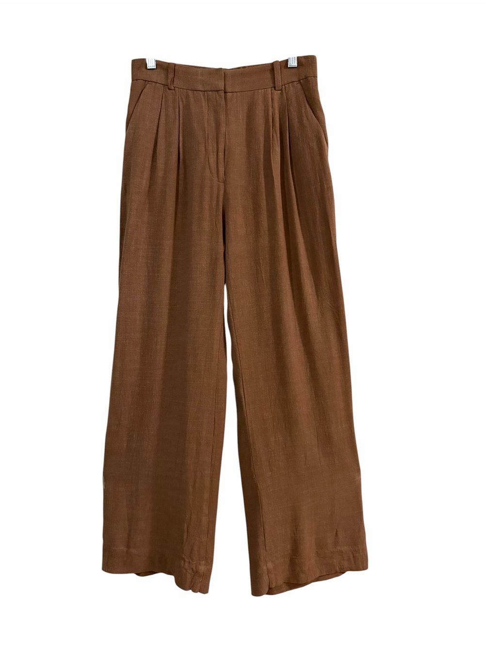 I.N. San Francisco Brown Wide Leg Trouser Size 7 High Rise Pleated Pants Relaxed